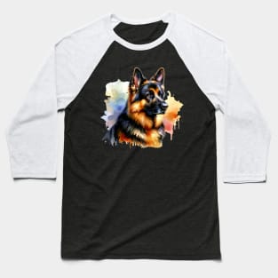 German Shepherd Watercolor - Beautiful Dog Baseball T-Shirt